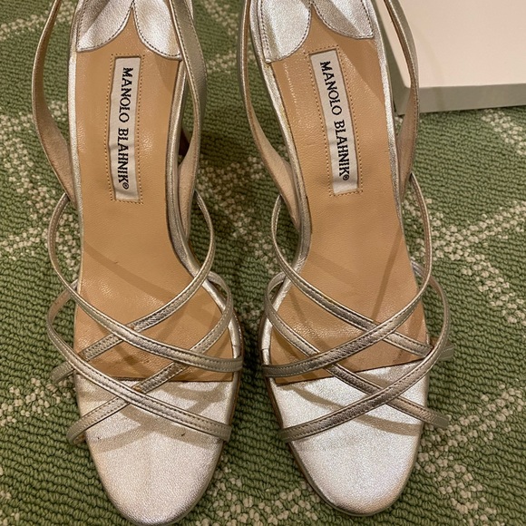 Manolo Blahnik Silver Strapy Sandals - Picture 5 of 6